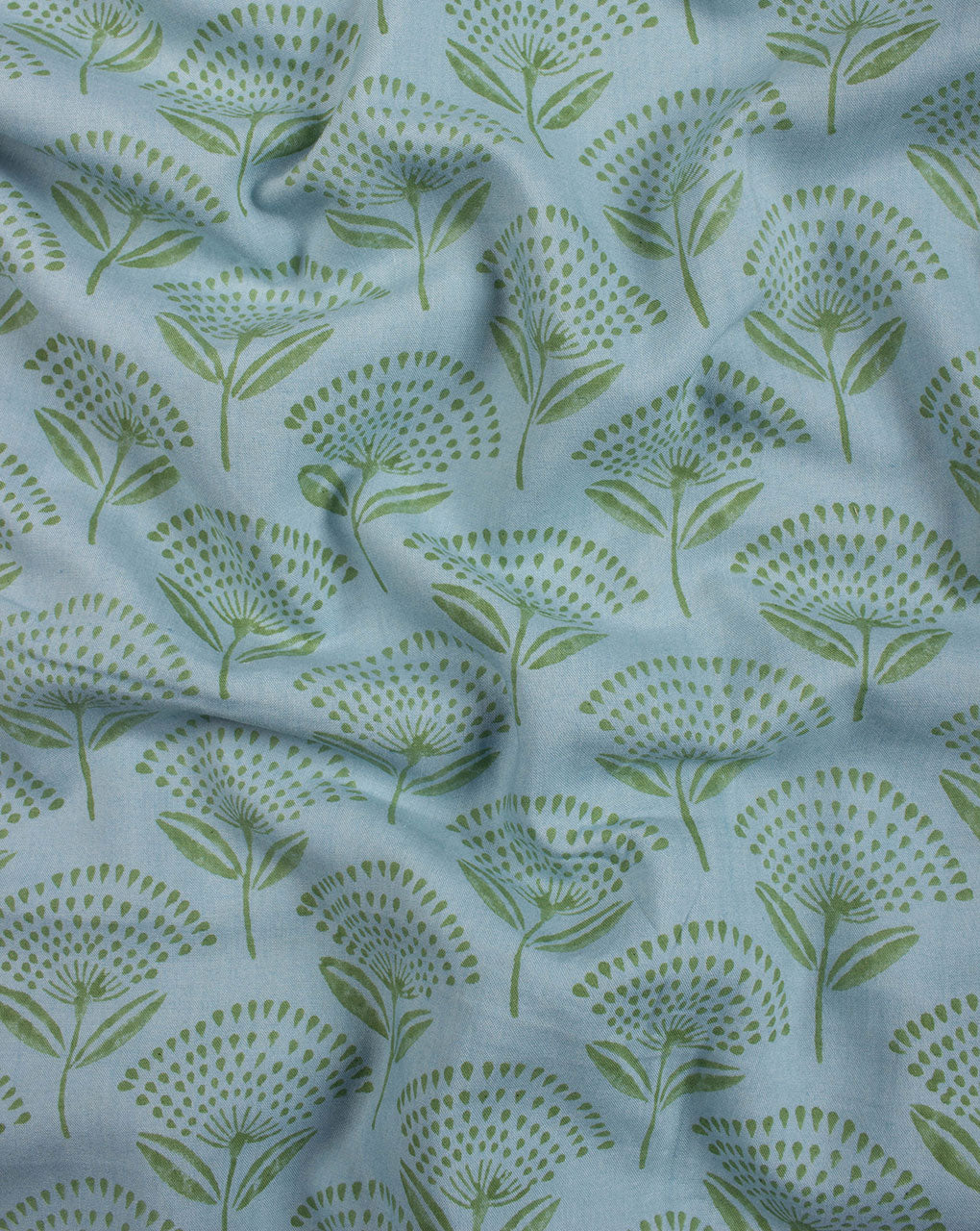Turquoise Green Booti Pattern Hand Block Lizzy Bizzy Cotton Fabric - Fabriclore.com