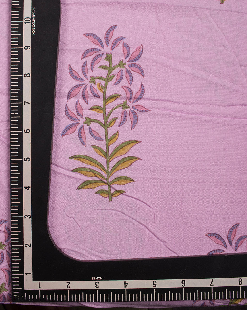 Purple Green Boota Pattern Hand Block Lizzy Bizzy Cotton Fabric - Fabriclore.com