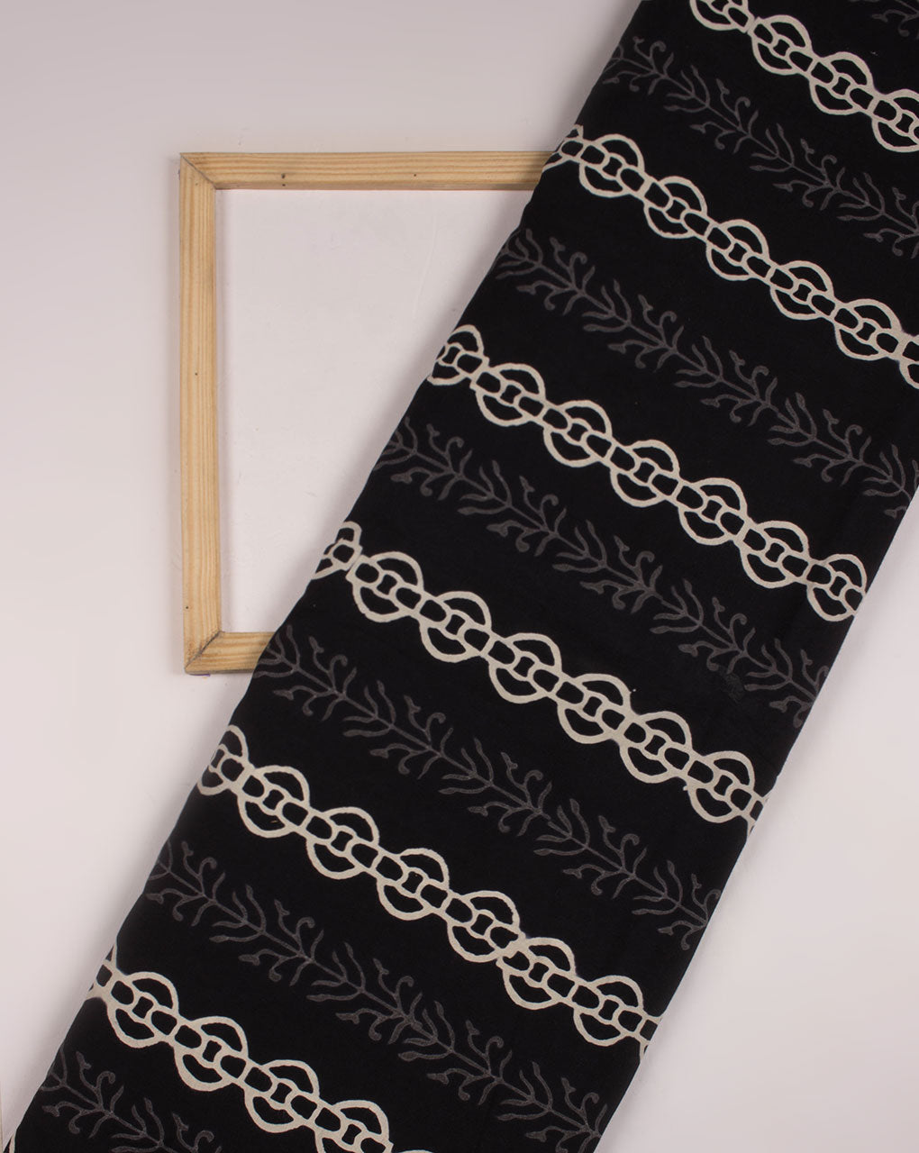 Black White Stripes Pattern Monochrome Hand Block Cotton Fabric - Fabriclore.com