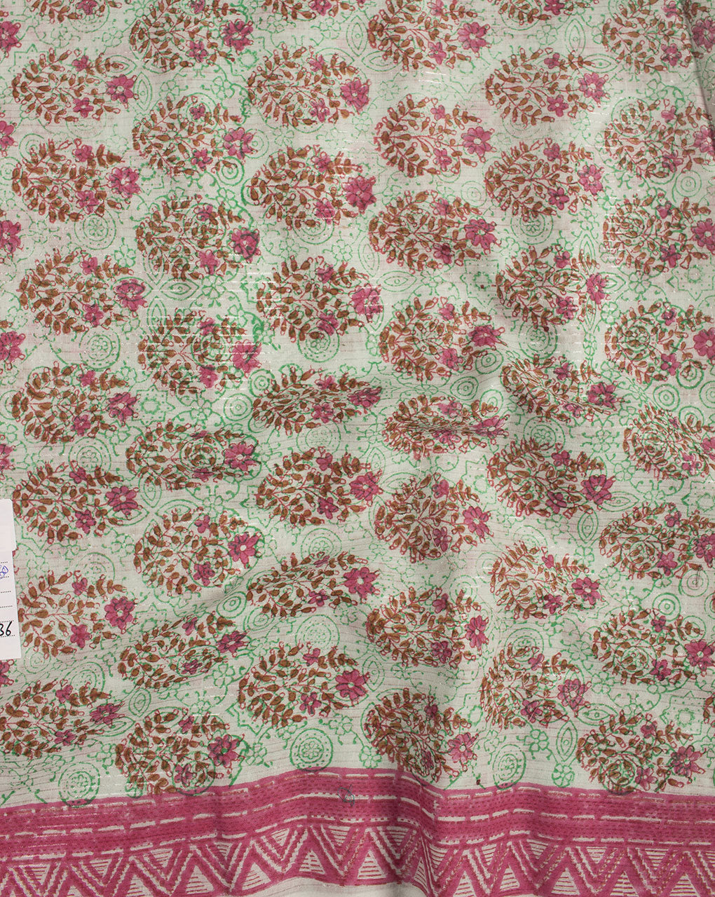 Hand Block Lurex Cotton Fabric - Fabriclore.com