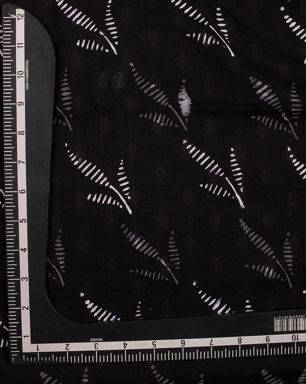 Black Floral Monochrome Hand Block Dobby Cotton Fabric - Fabriclore.com