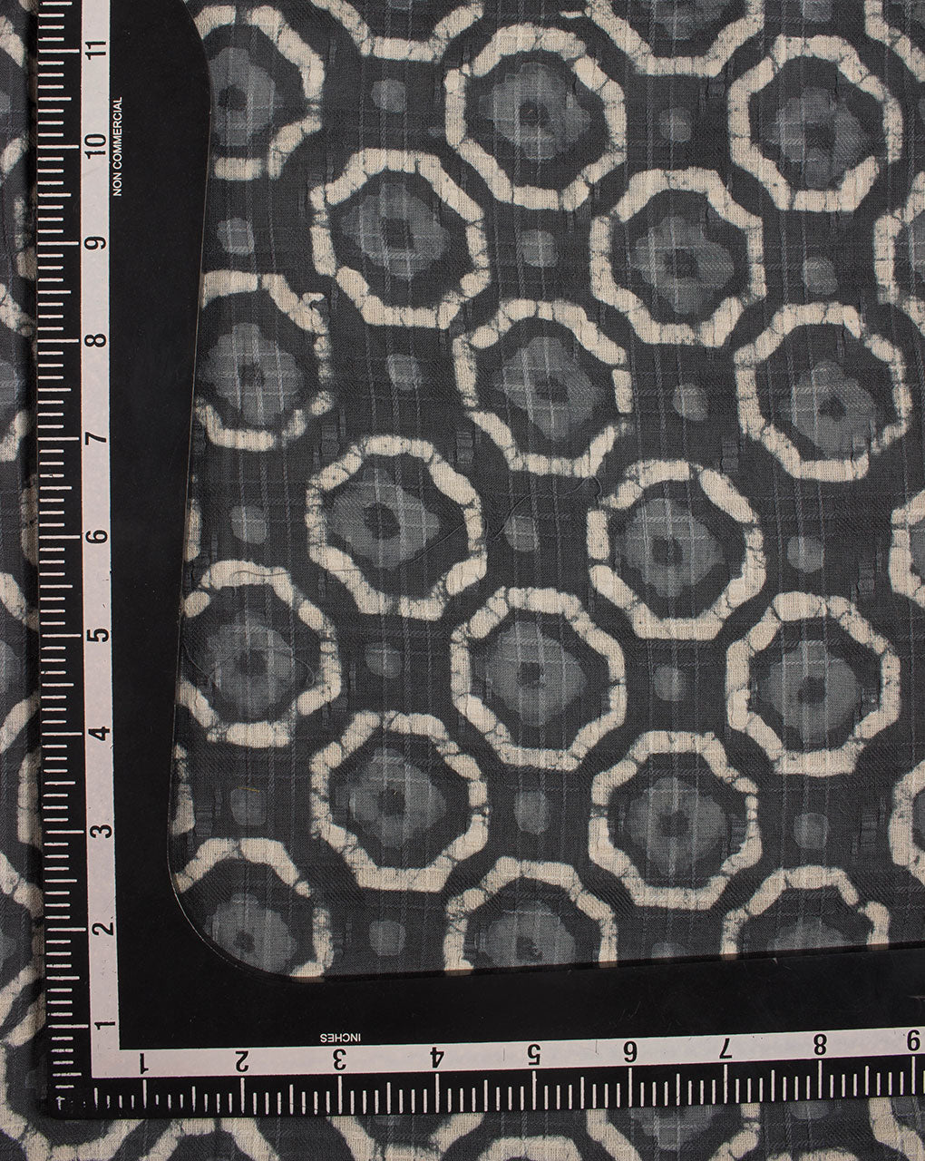 Grey Geometric Dabu Hand Block Dobby Cotton Fabric - Fabriclore.com