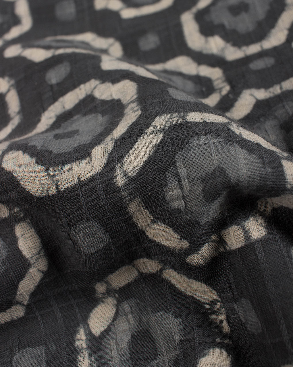 Grey Geometric Dabu Hand Block Dobby Cotton Fabric - Fabriclore.com