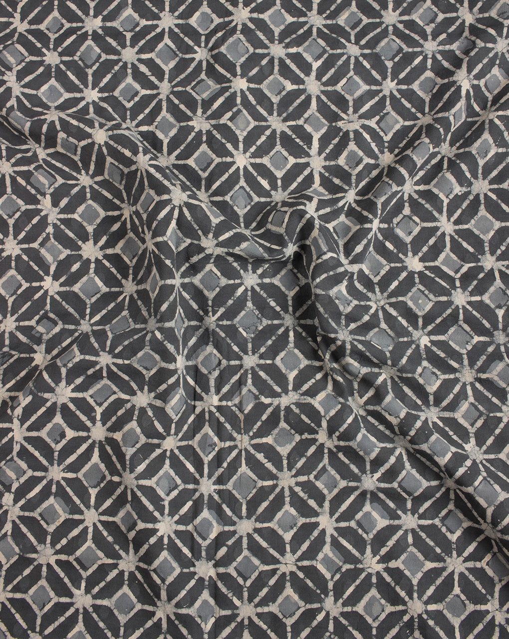 Grey Dabu Hand Block Dobby Cotton Fabric - Fabriclore.com