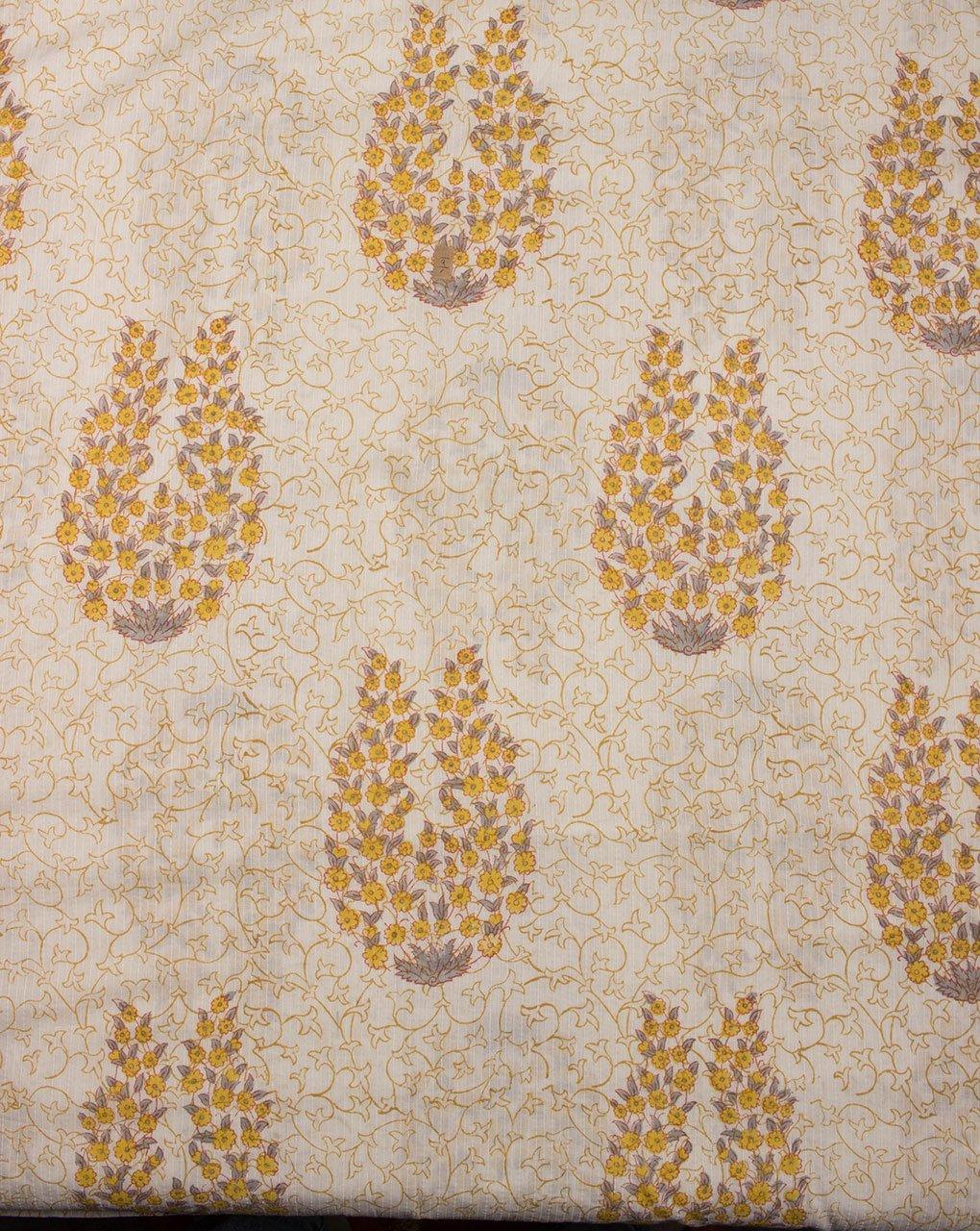 ( Pre-Cut 1 MTR ) Floral Hand Block Kantha Cotton Fabric - Fabriclore.com