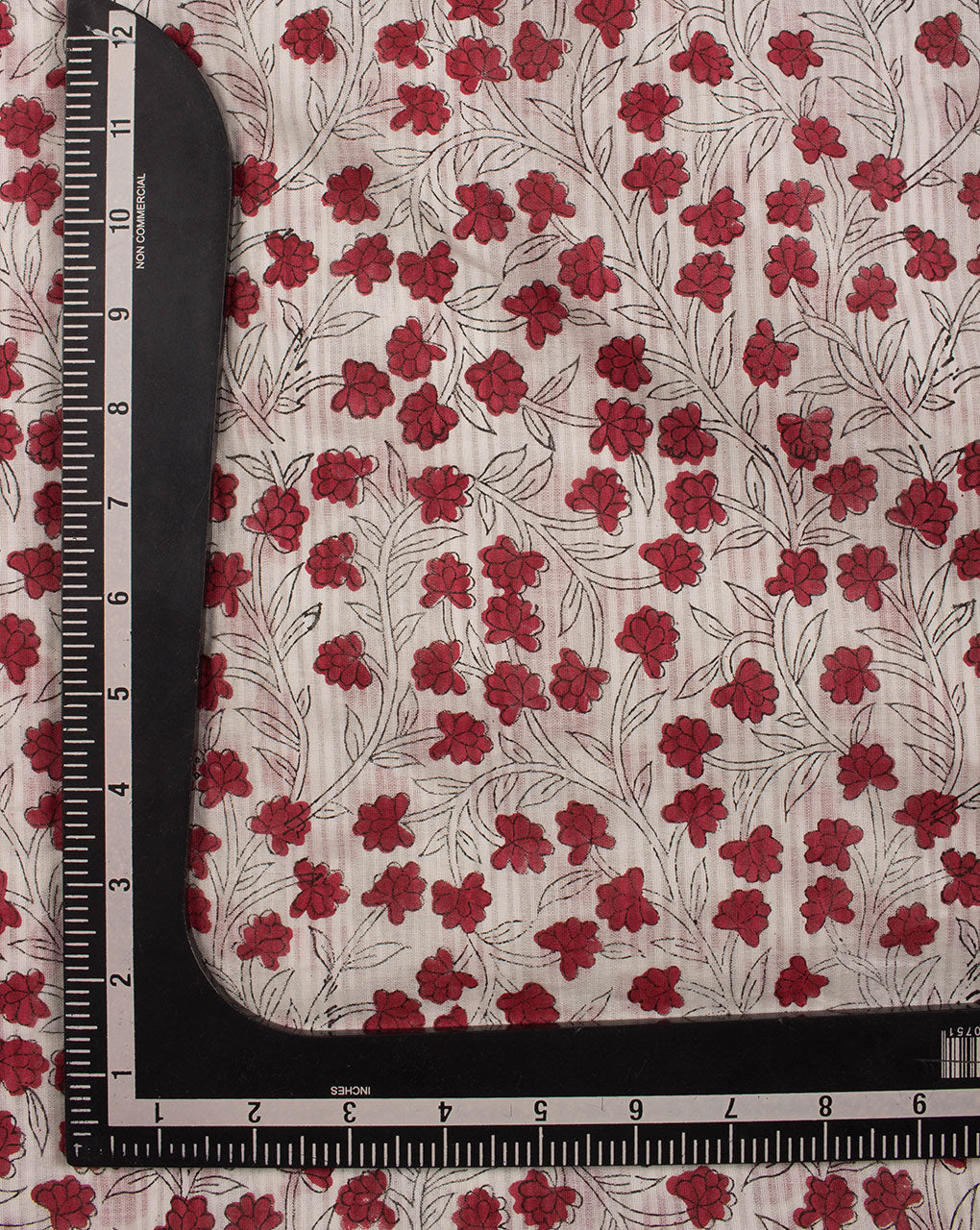 Floral Hand Block Dobby Cotton Fabric - Fabriclore.com