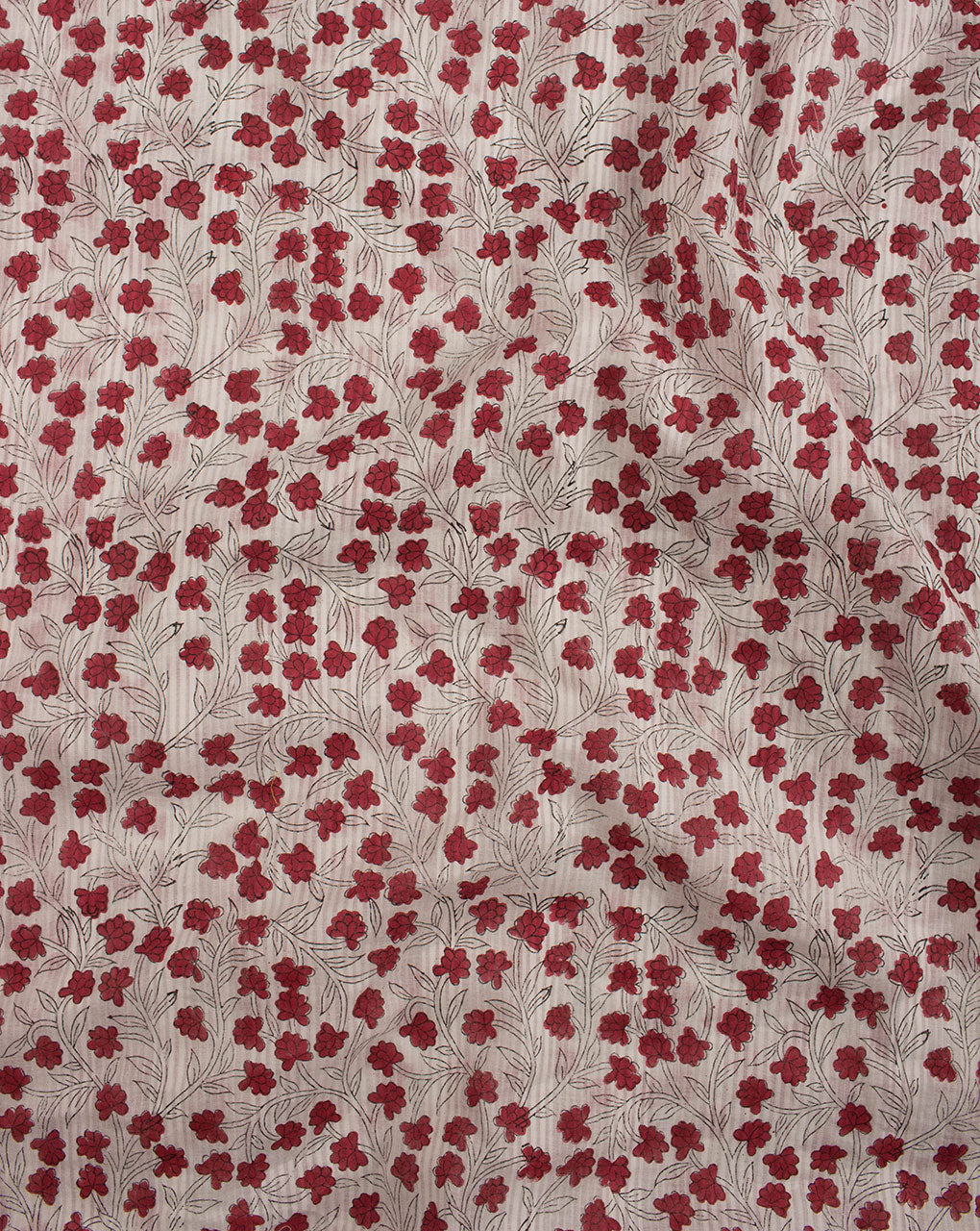 Floral Hand Block Dobby Cotton Fabric - Fabriclore.com