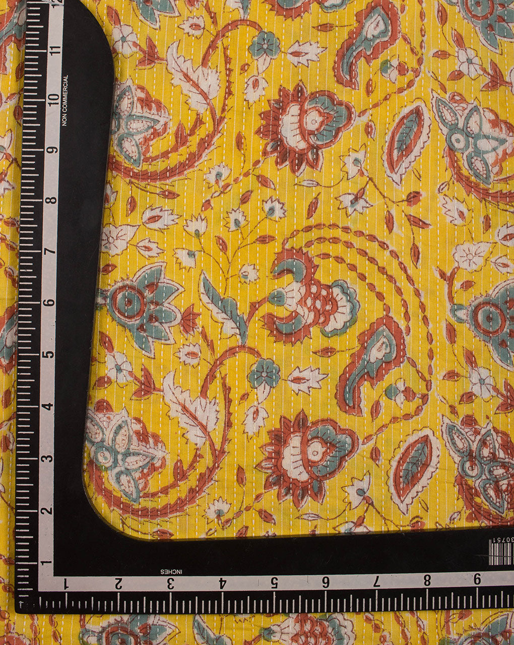 Floral Rapid Hand Block Kantha Cotton Fabric - Fabriclore.com