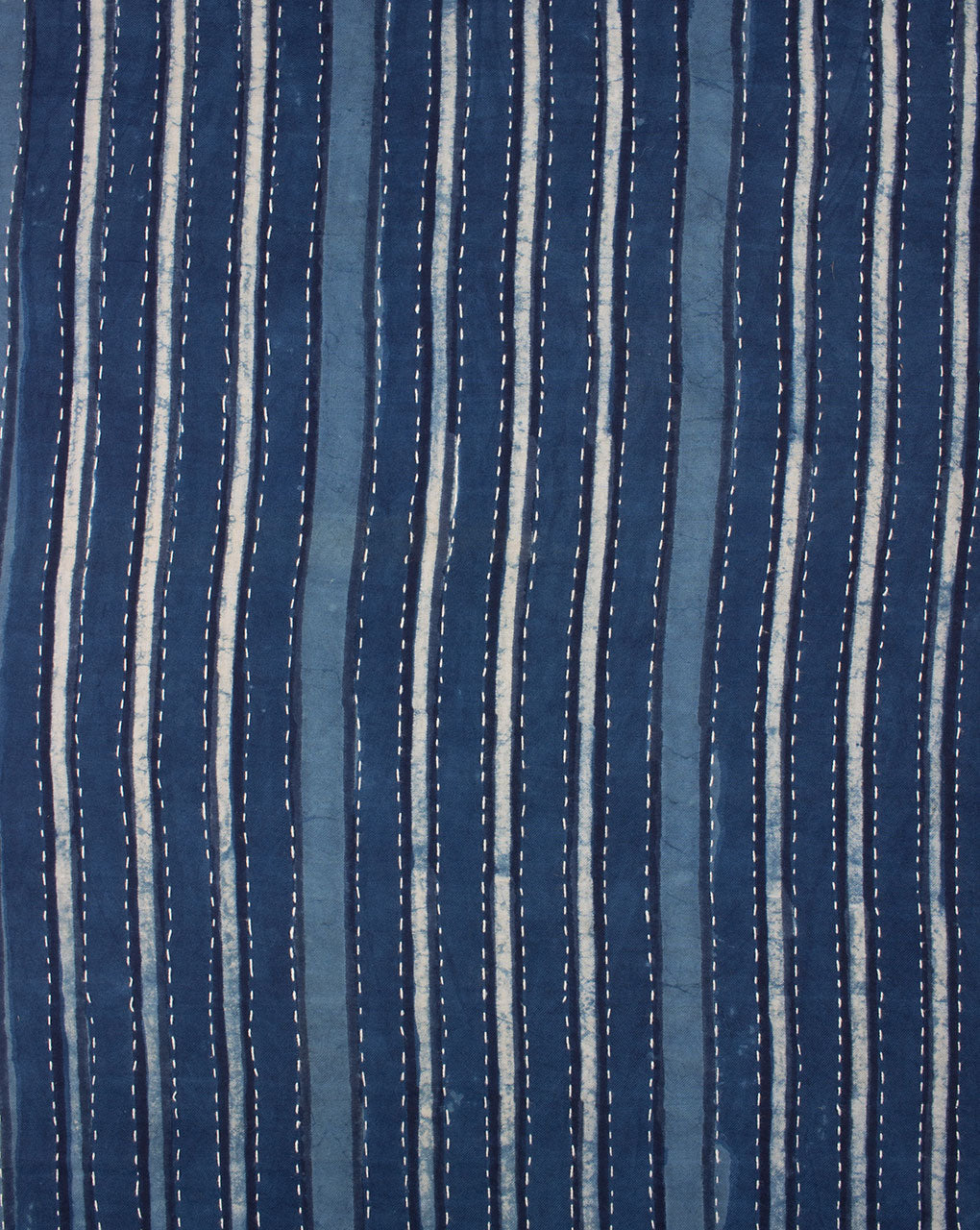 Indigo Hand Block Hand Kantha Pure Handloom Twill Cotton Fabric - Fabriclore.com