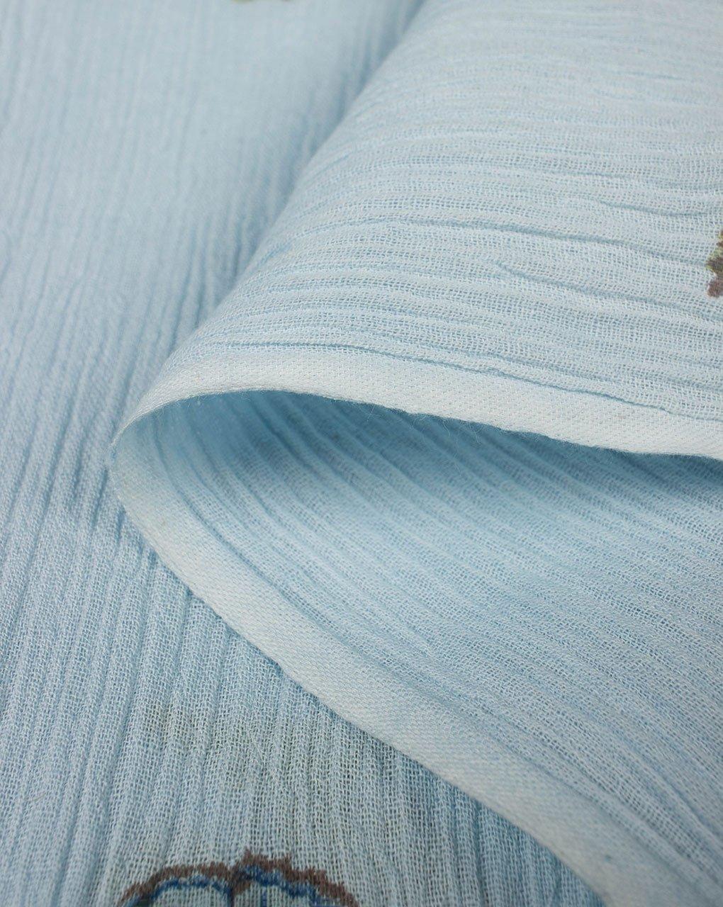 ( Pre-Cut 1 MTR ) Floral Hand Block Crepe Cotton Fabric ( Width 40 Inch ) - Fabriclore.com