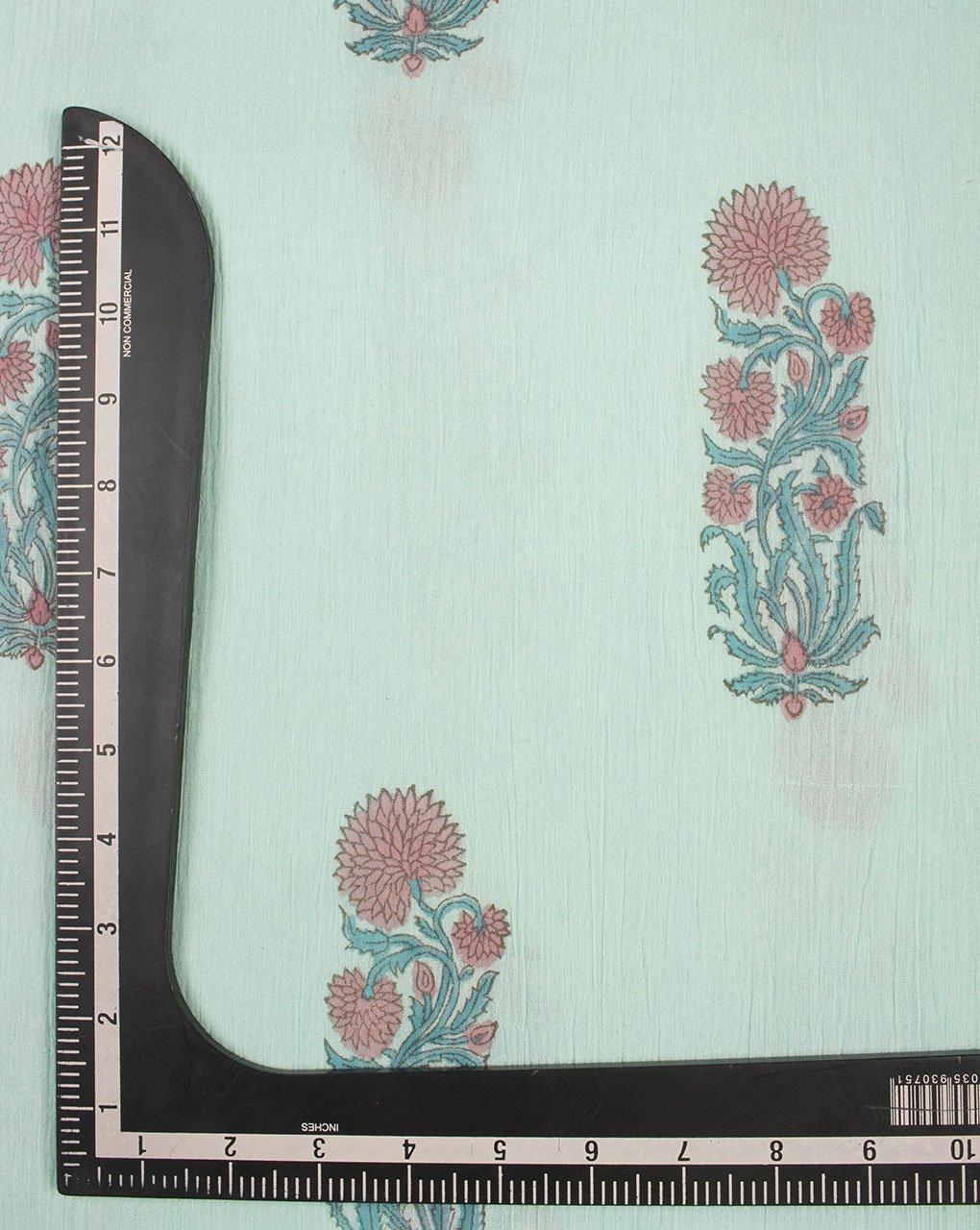 ( Pre-Cut 1.5 MTR ) Floral Hand Block Crepe Cotton Fabric ( Width 40 Inch ) - Fabriclore.com