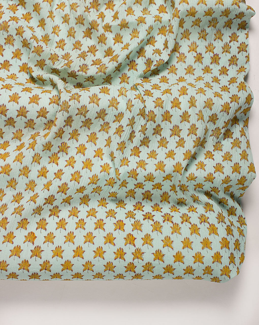 ( Pre Cut 1 MTR ) Hand Block Crepe Cotton Fabric ( Width 40 Inch )