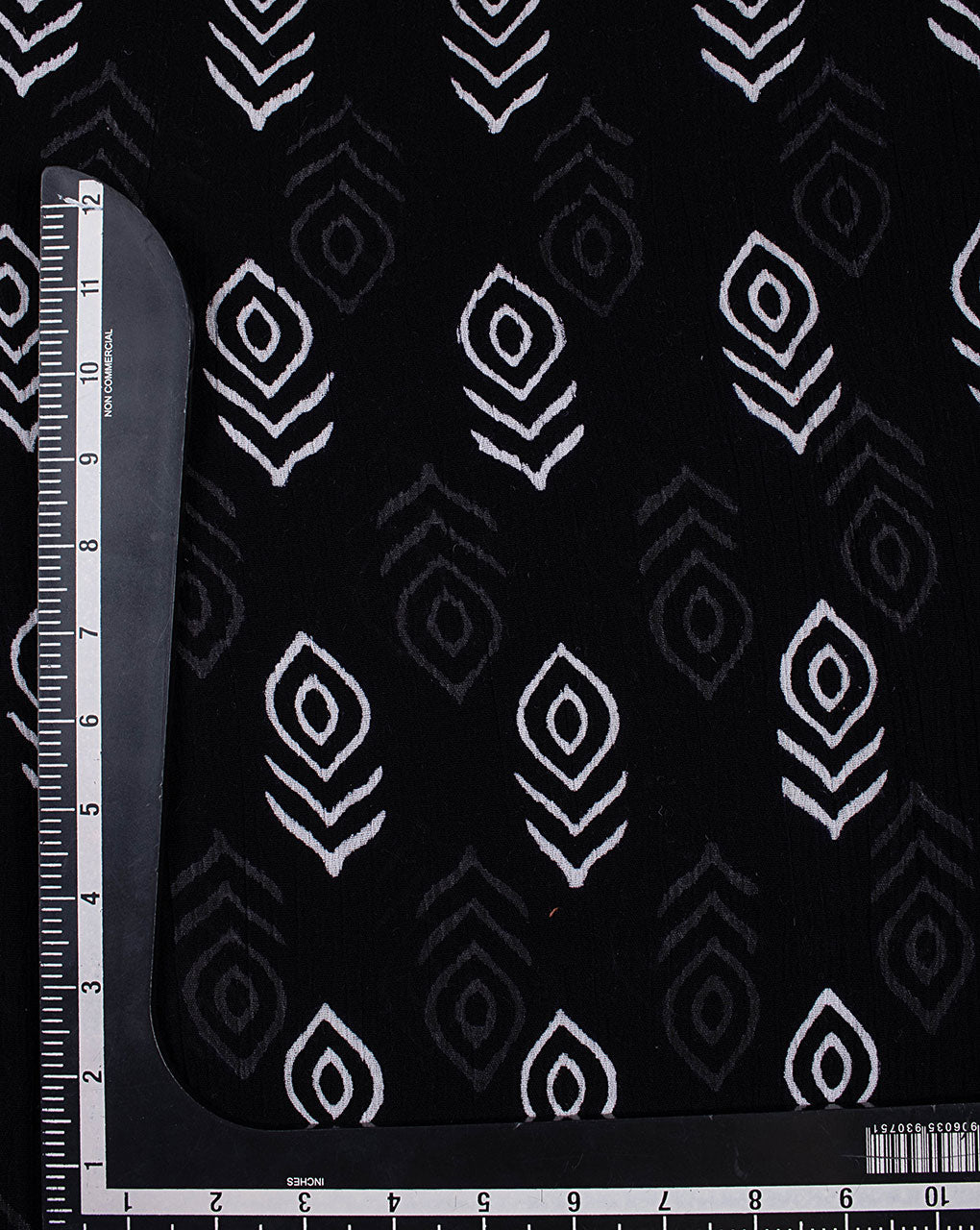 Monochrome Hand Block Cotton Crepe Fabric ( Width 38 Inch ) - Fabriclore.com