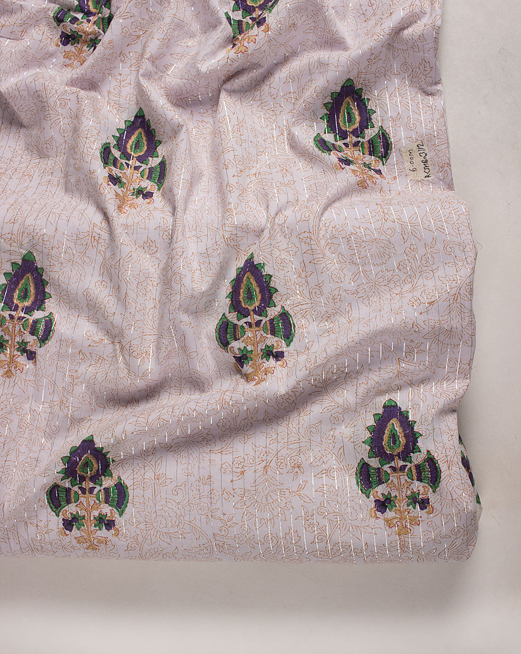 ( Pre Cut 50 CM ) Hand Block Lurex Cotton Fabric