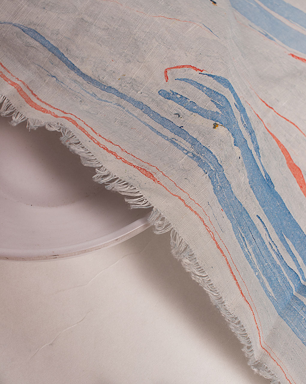 ( Pre Cut 70 CM ) Marble Print Slub Cotton Fabric