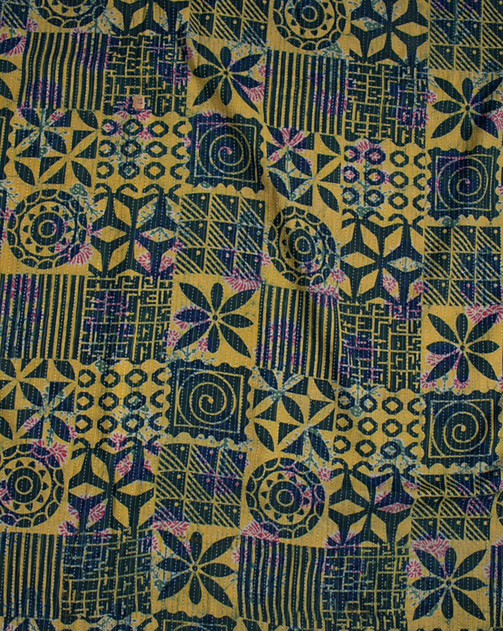 ( Pre Cut 70 CM ) Hand Block Kantha Cotton Fabric