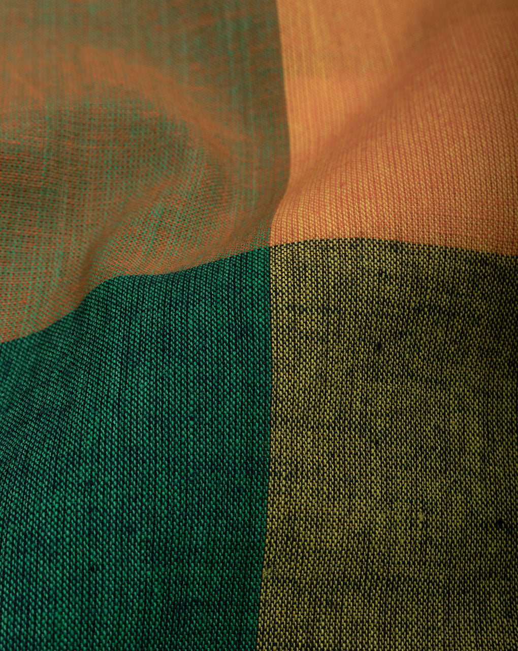 Multi-Color Checks Washed Loom Textured Cotton Fabric ( Width 48 Inch ) - Fabriclore.com