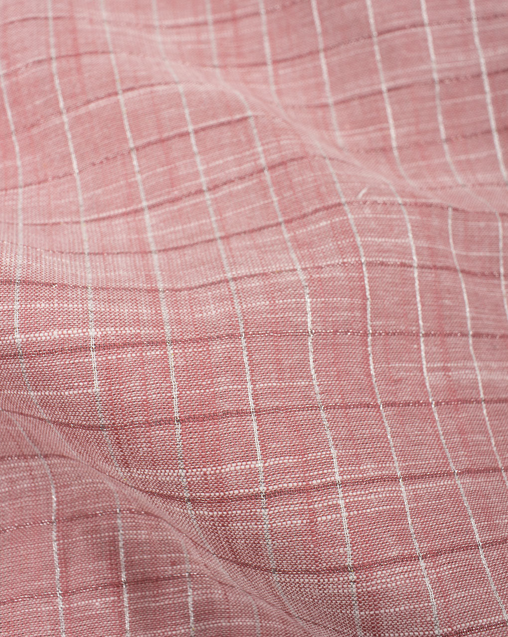 Pink Silver Stripes Pattern Woven Loom Textured Cotton Fabric - Fabriclore.com