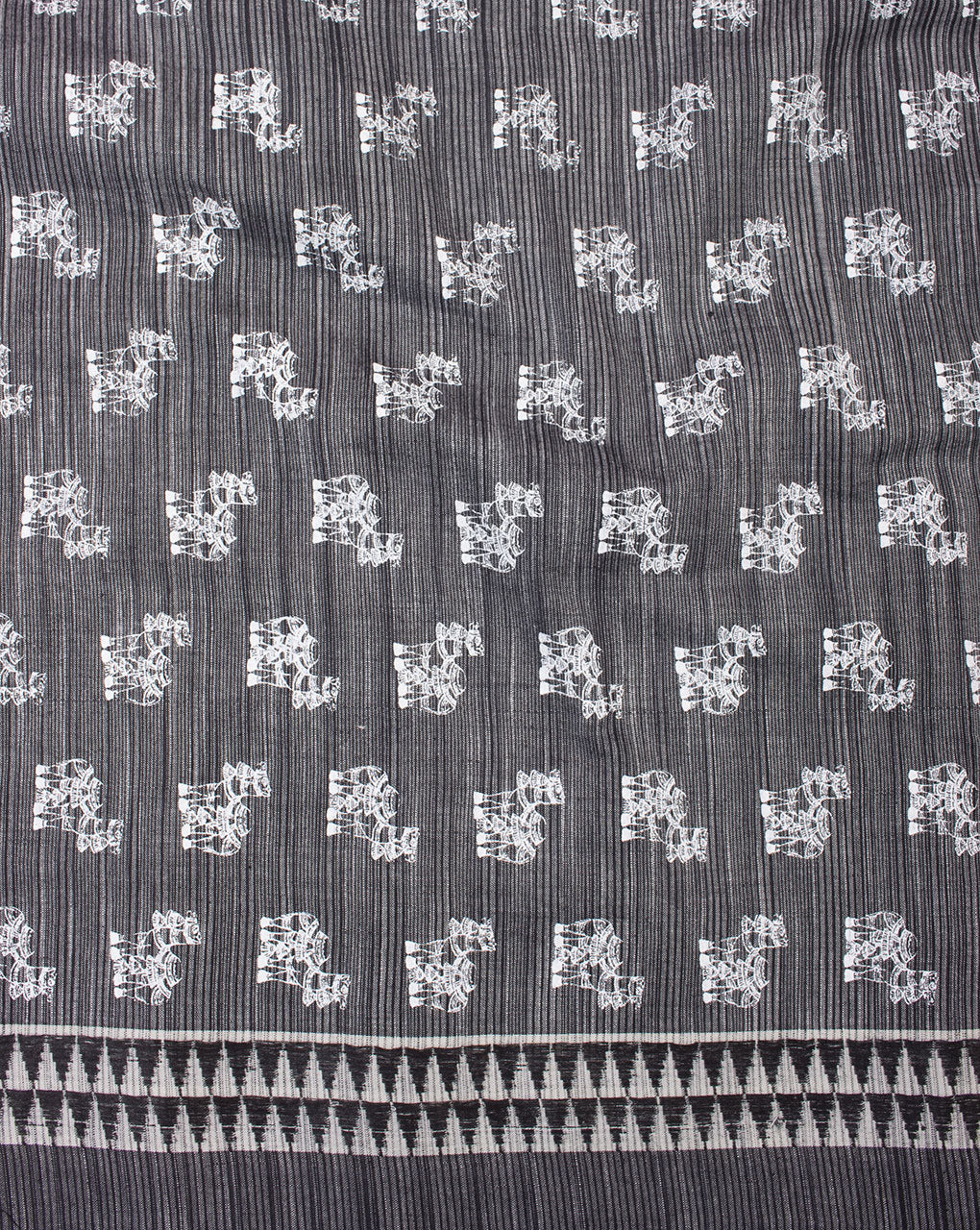 Creature Print Khari Screen Print Bordered Loom Textured Cotton Fabric - Fabriclore.com