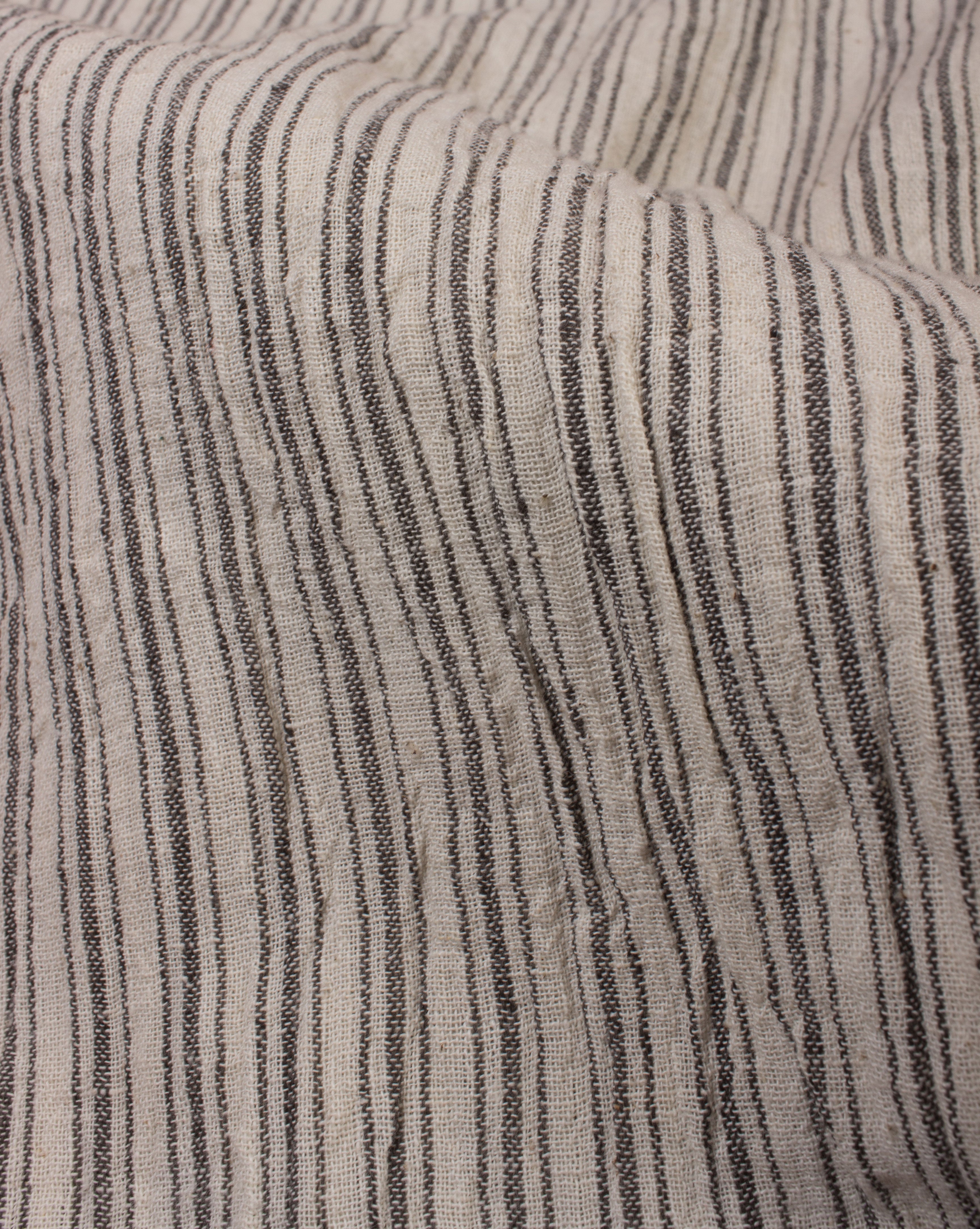 Stripes Pattern Handwoven Handspun Organic Kala Cotton Fabric - Fabriclore.com