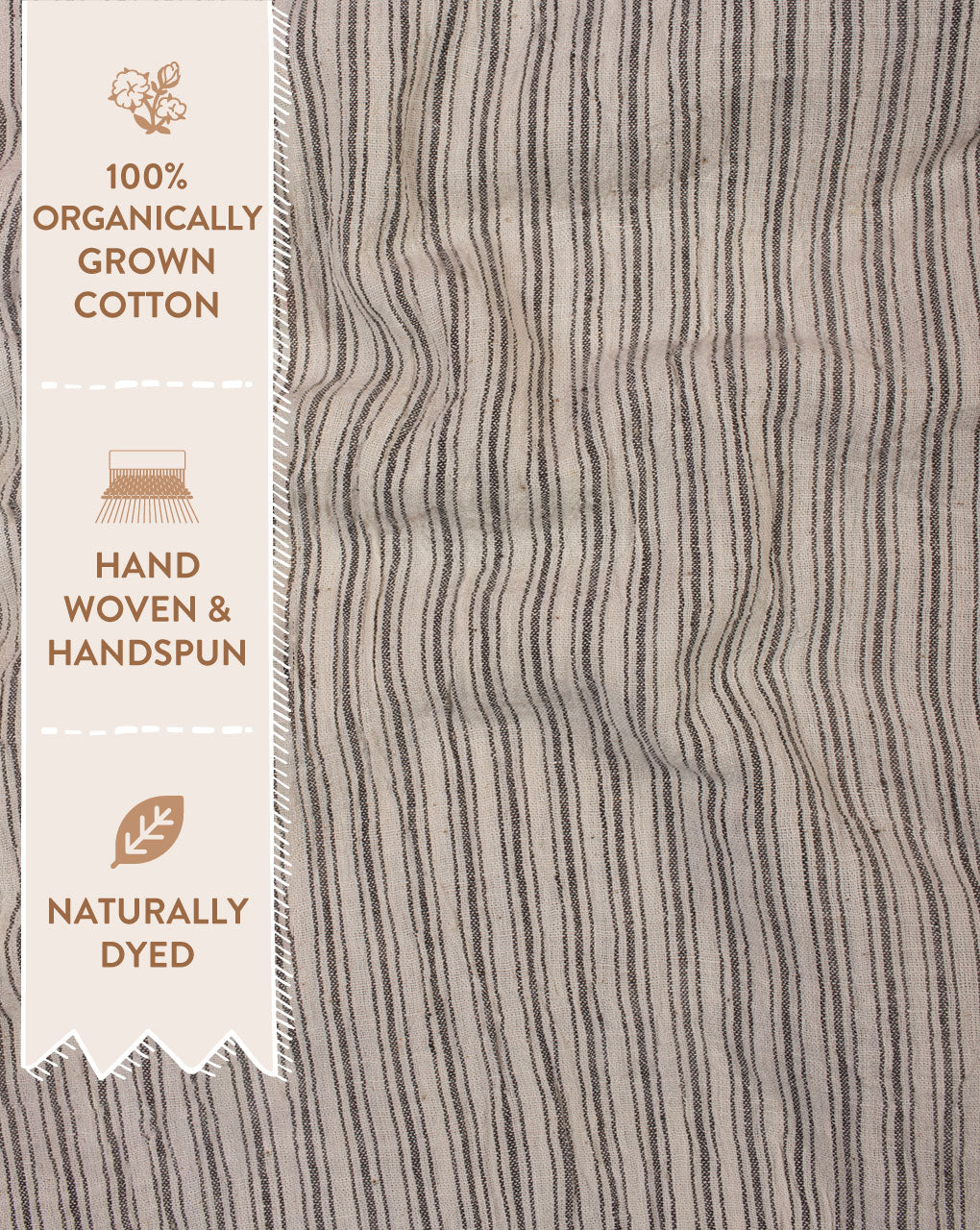 Stripes Pattern Handwoven Handspun Organic Kala Cotton Fabric - Fabriclore.com