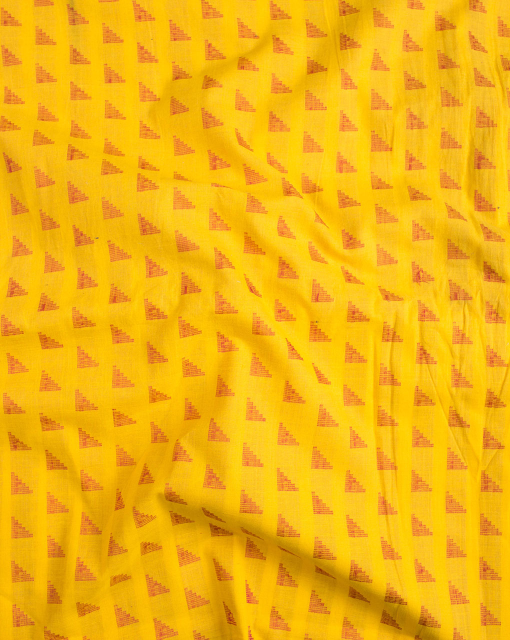 Yellow Geometric Jacquard Loom Textured Cotton Fabric - Fabriclore.com