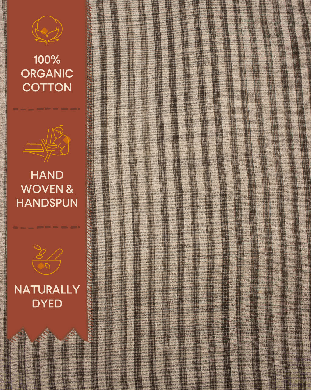 Stripes Handwoven Organic Kala Cotton Fabric - Fabriclore.com
