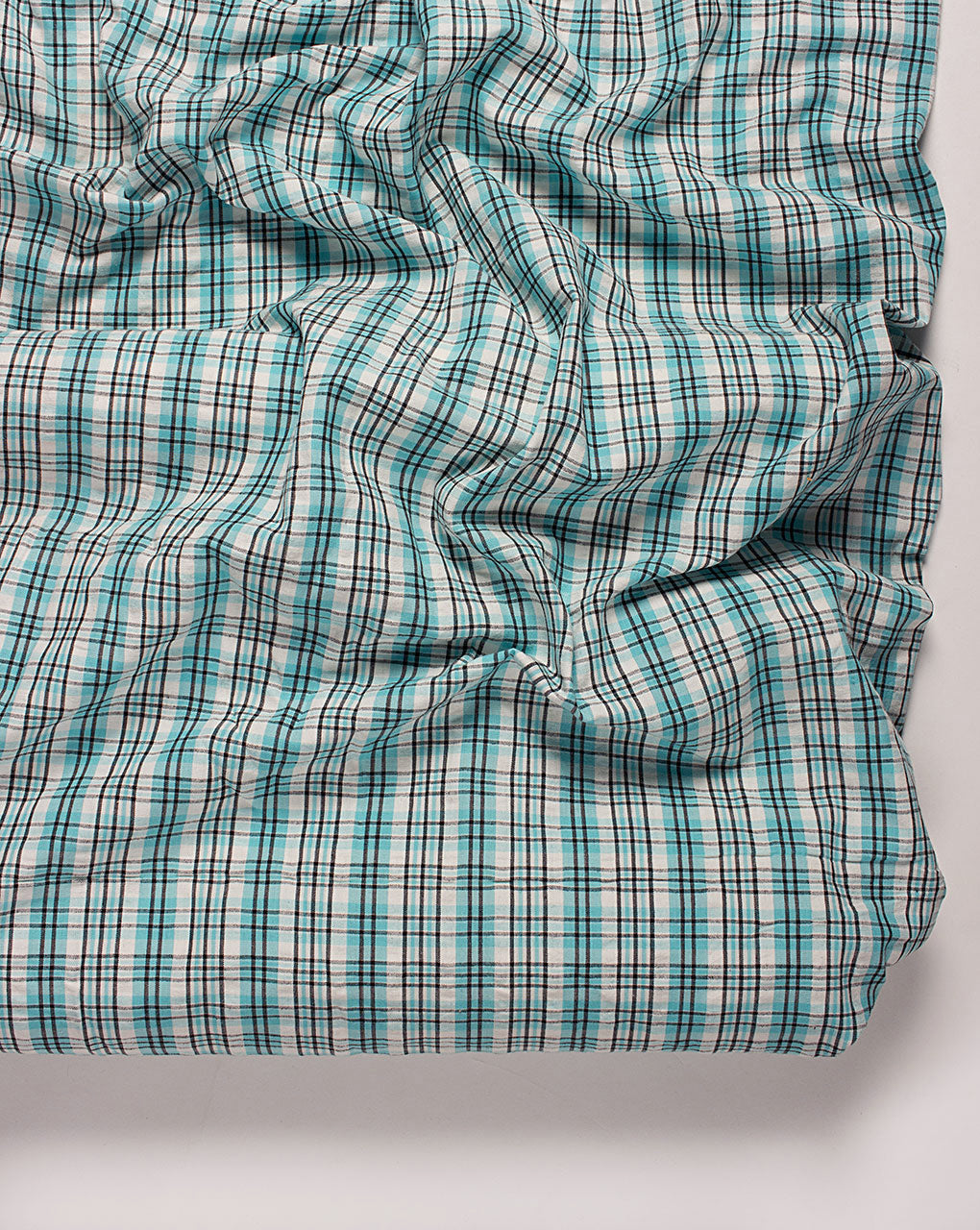 ( Pre Cut 1.75 MTR ) Tartan Checks Seersucker Cotton Fabric