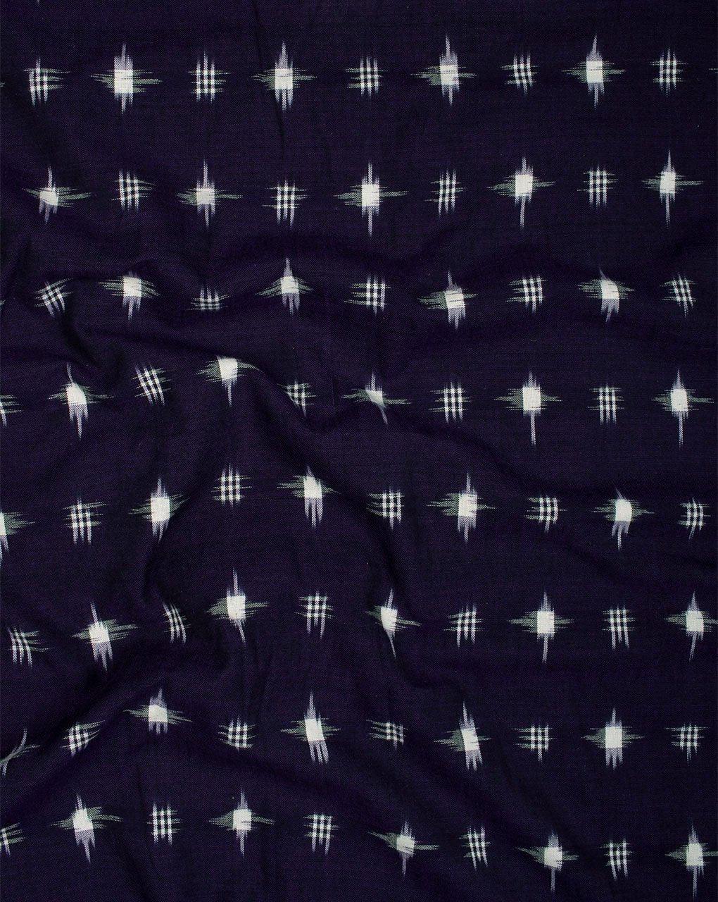 ( Pre-Cut 1.25 MTR ) Purple White Abstract Pattern Woven Washed Double Ikat Cotton Fabric - Fabriclore.com