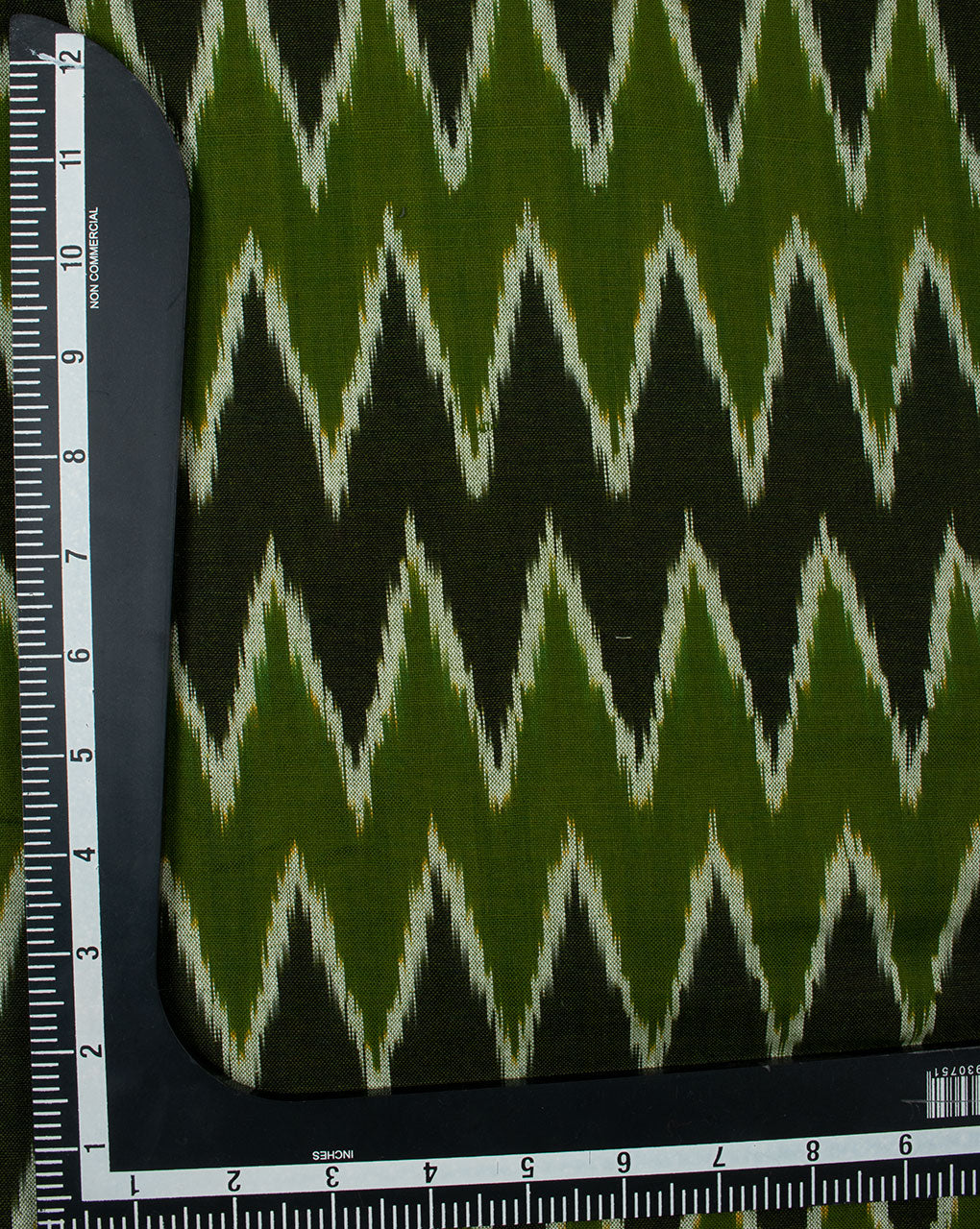 Green Dark Green Chevron Pattern Woven Ikat Cotton Fabric - Fabriclore.com