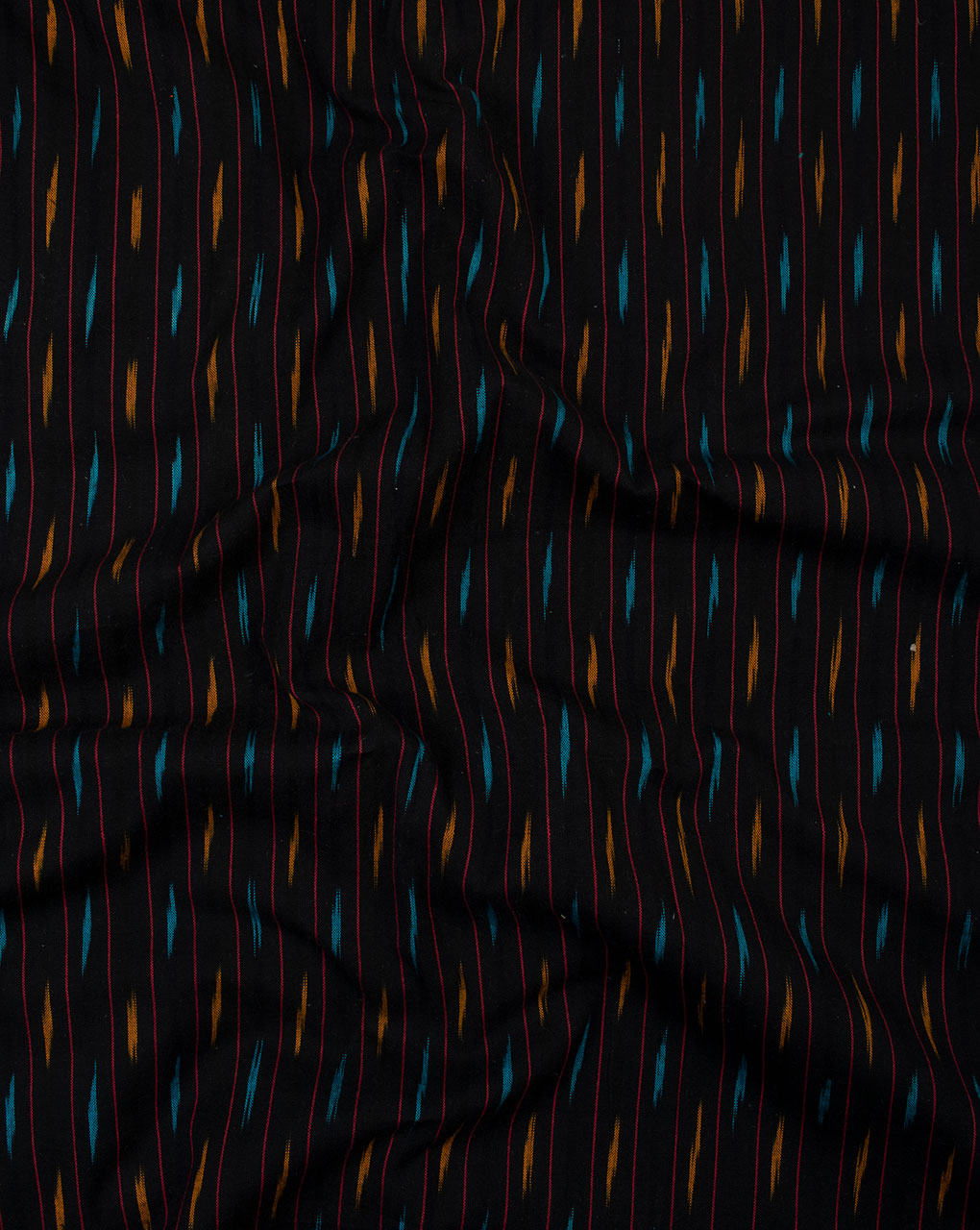 Black Yellow Abstract Pattern Woven Ikat Cotton Fabric - Fabriclore.com