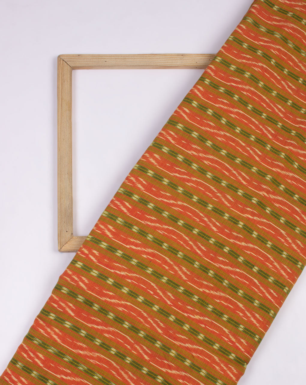 Yellow Green Stripes Pattern Woven Mercerized Ikat Cotton Fabric - Fabriclore.com
