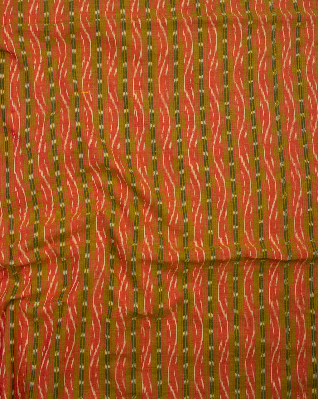 Yellow Green Stripes Pattern Woven Mercerized Ikat Cotton Fabric - Fabriclore.com