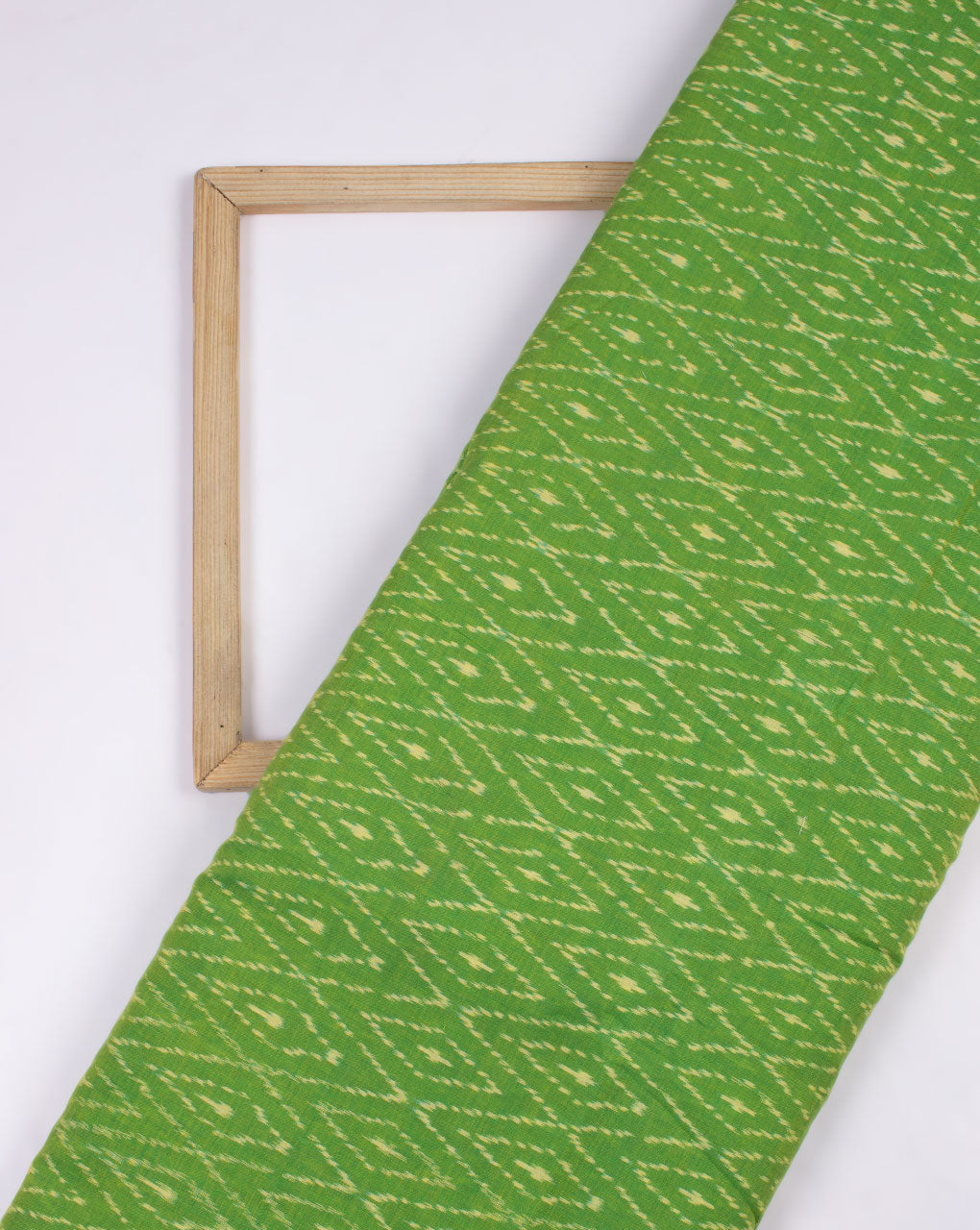 Green & Off-White Chevron Pattern Woven Mercerized Ikat Cotton Fabric - Fabriclore.com