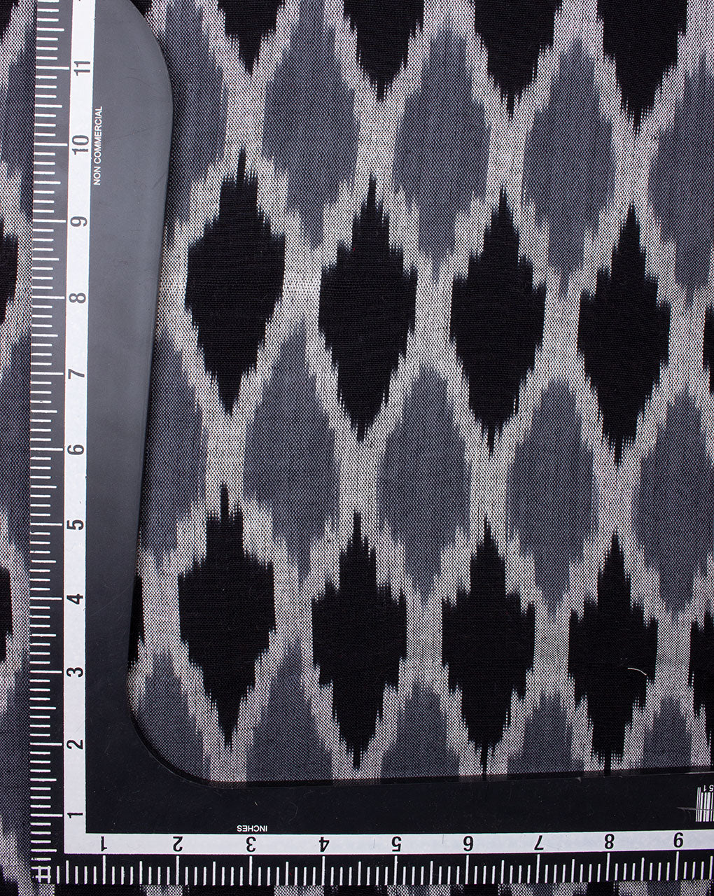 Grey & Black Trellis Pattern Woven Ikat Cotton Fabric - Fabriclore.com