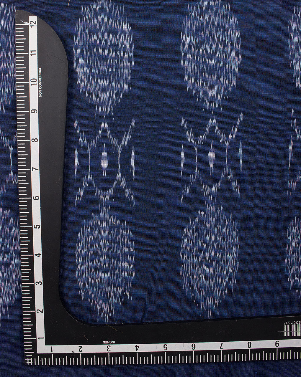 Navy Blue Off-White Tree Pattern Woven Washed Fine Ikat Cotton Fabric - Fabriclore.com