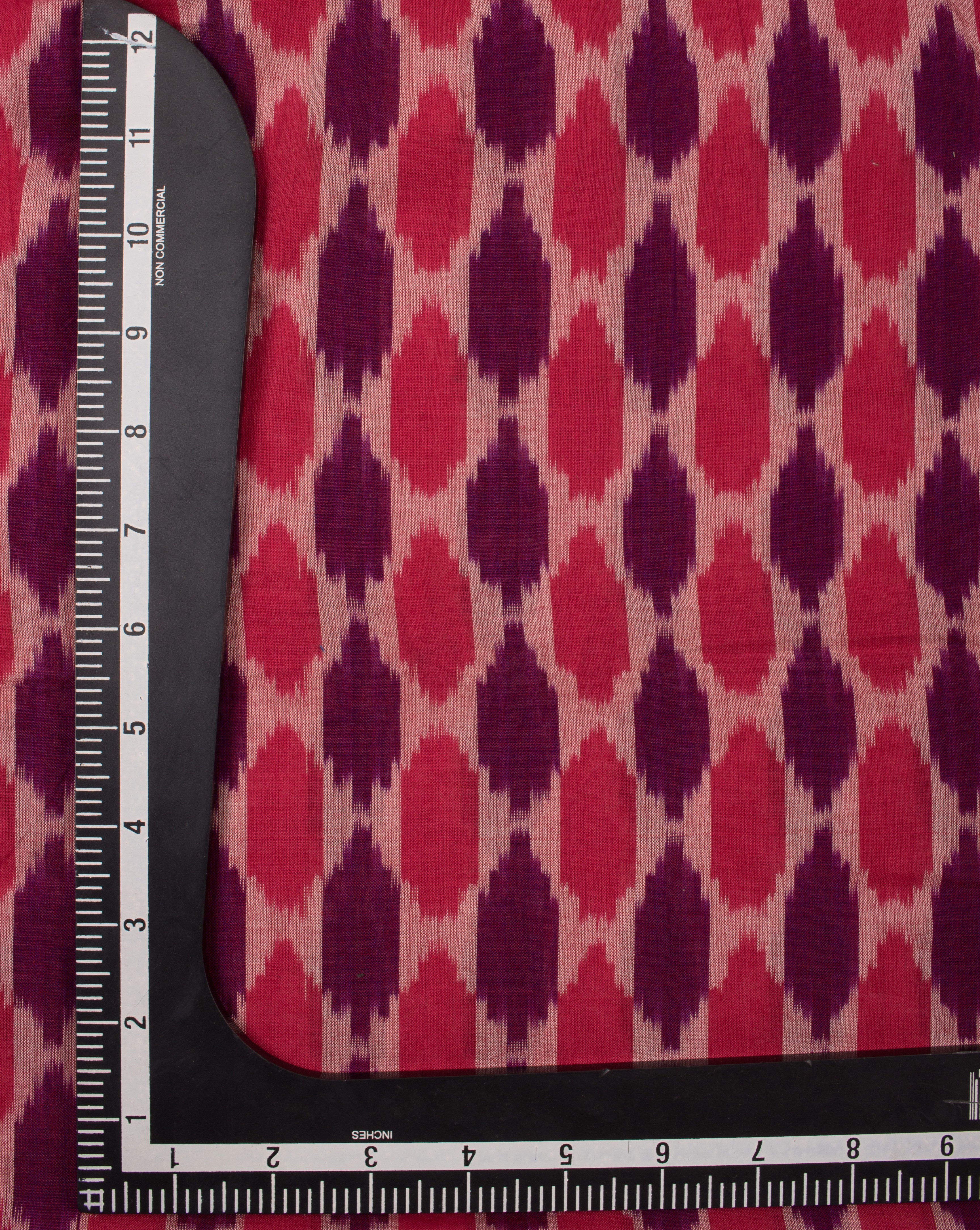 Purple Red Geometric Pattern Woven Mercerized Ikat Cotton Fabric - Fabriclore.com