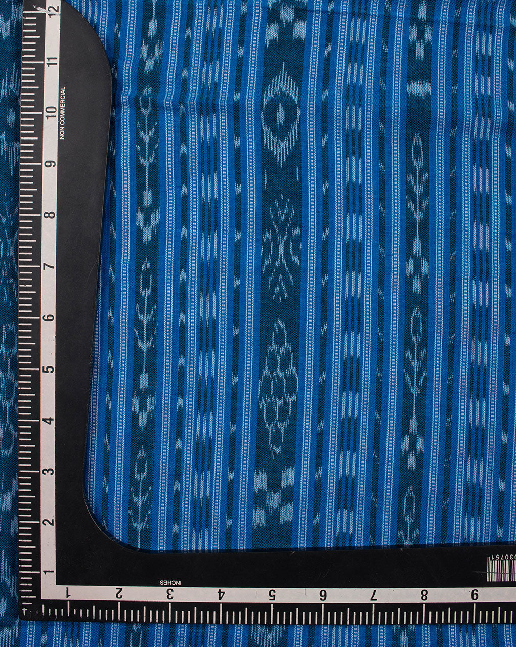 Turquoise Stripes Woven Sambalpuri Ikat Cotton Fabric - Fabriclore.com