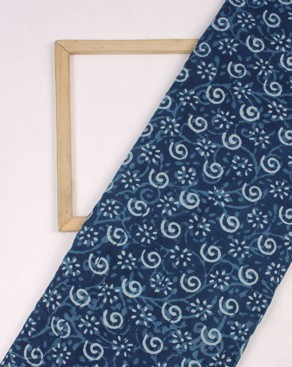 Floral Pattern Indigo Hand Block Cotton Fabric - Fabriclore.com