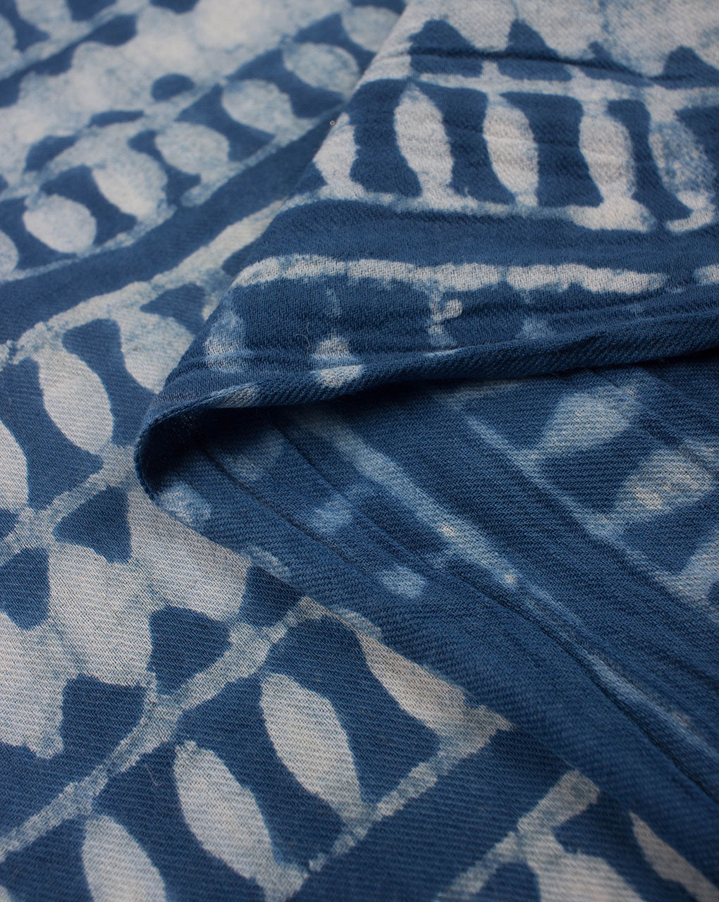 Indigo Hand Block Pure Handloom Twill Cotton Fabric - Fabriclore.com