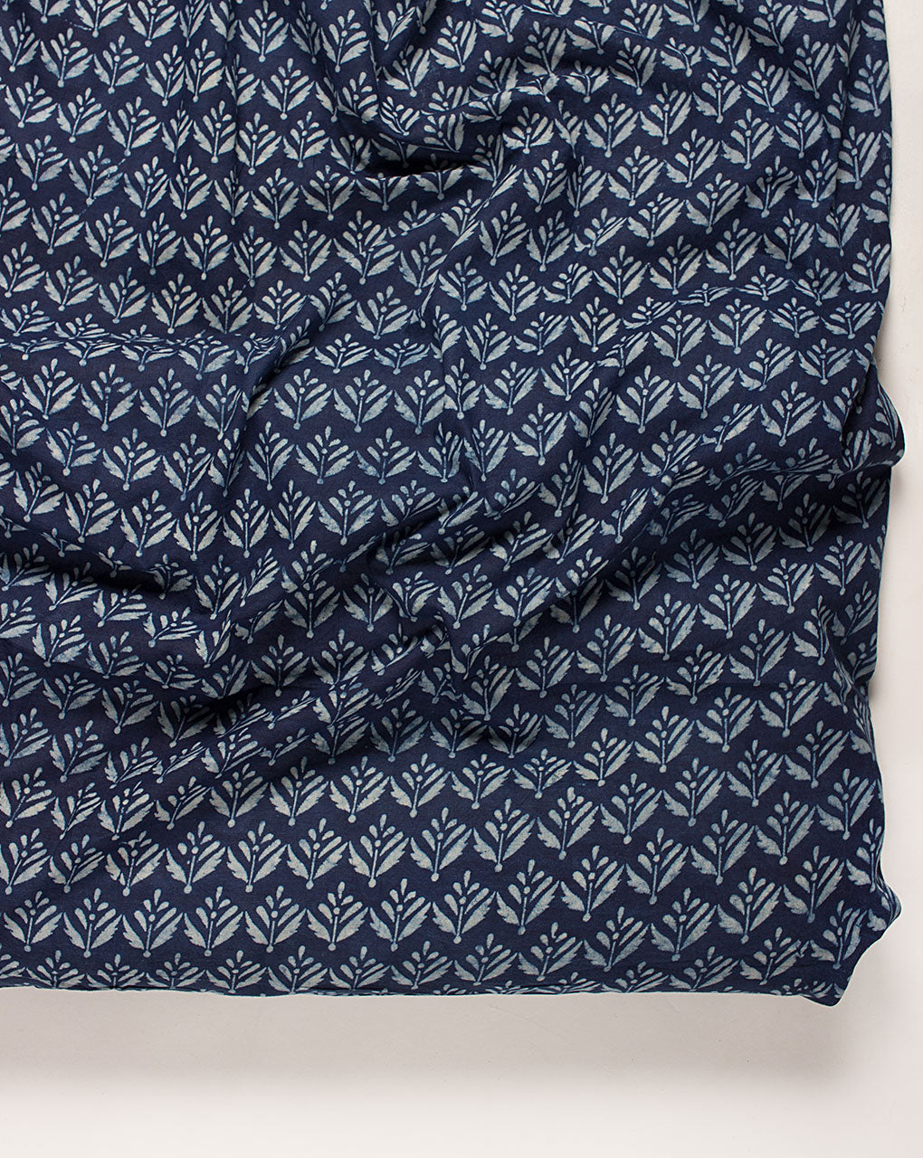 ( Pre Cut 60 CM ) Indigo Hand Block Cotton Fabric