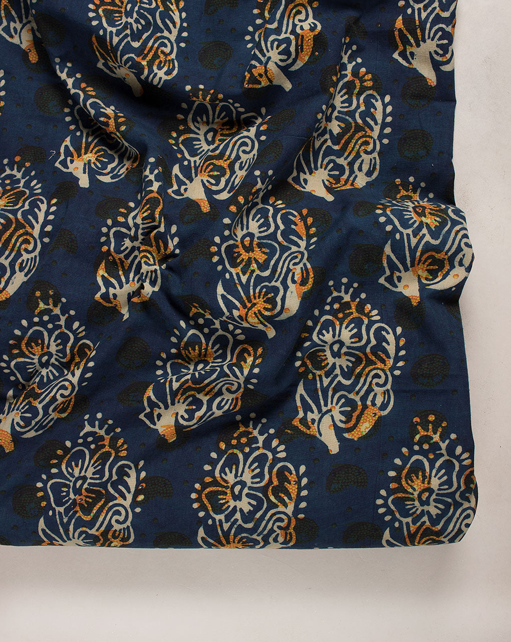 Indigo Hand Block Flex Cotton Fabric