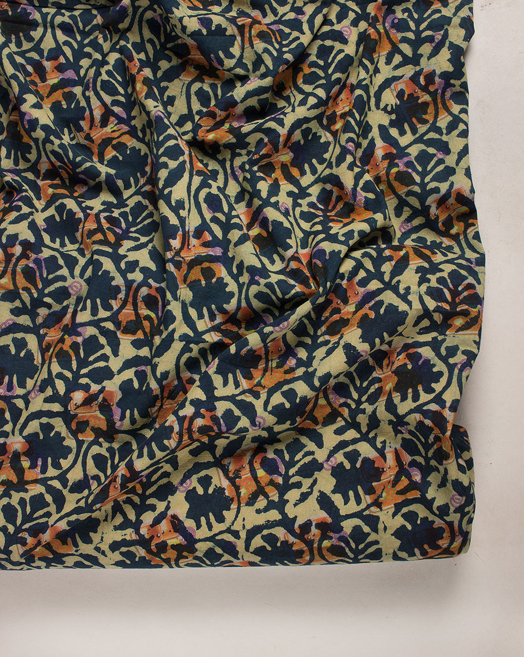 Indigo Hand Block Flex Cotton Fabric