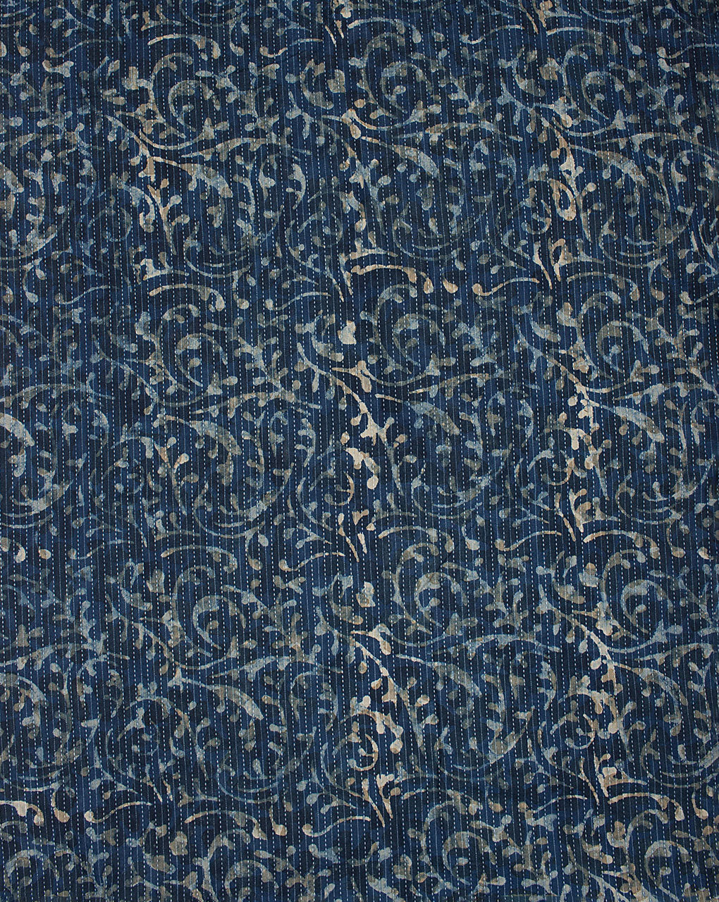 ( Pre Cut 90 CM ) Indigo Hand Block Kantha Cotton Fabric