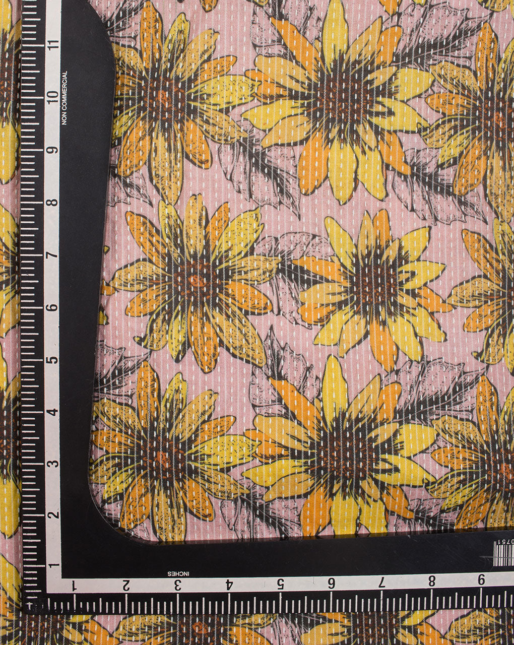 Pink Yellow Floral Pattern Kantha Digital Print Cotton Fabric - Fabriclore.com