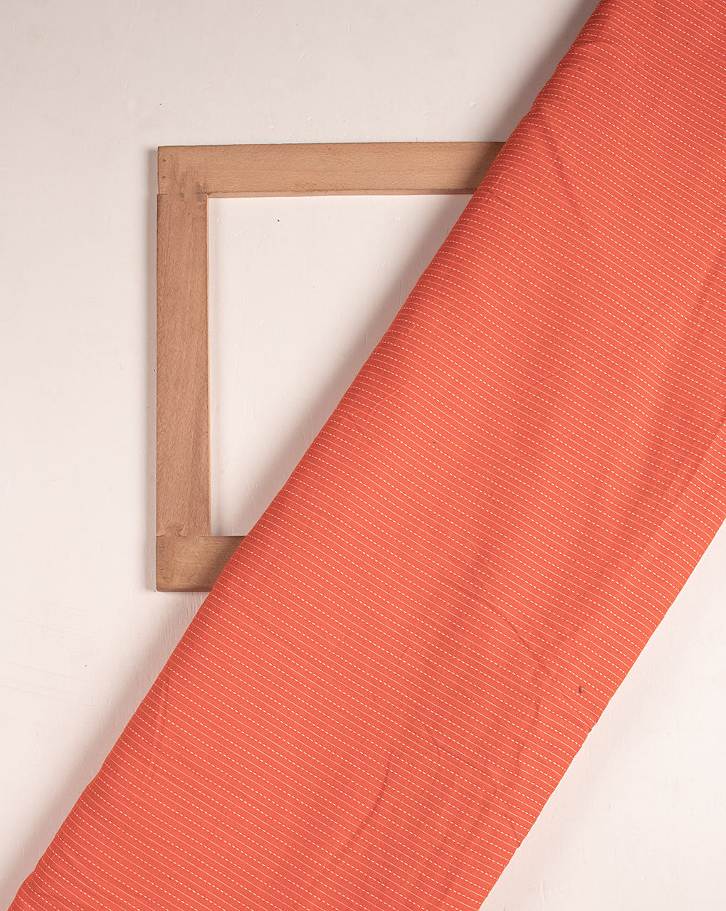 Orange Plain Kantha Cotton Fabric - Fabriclore.com