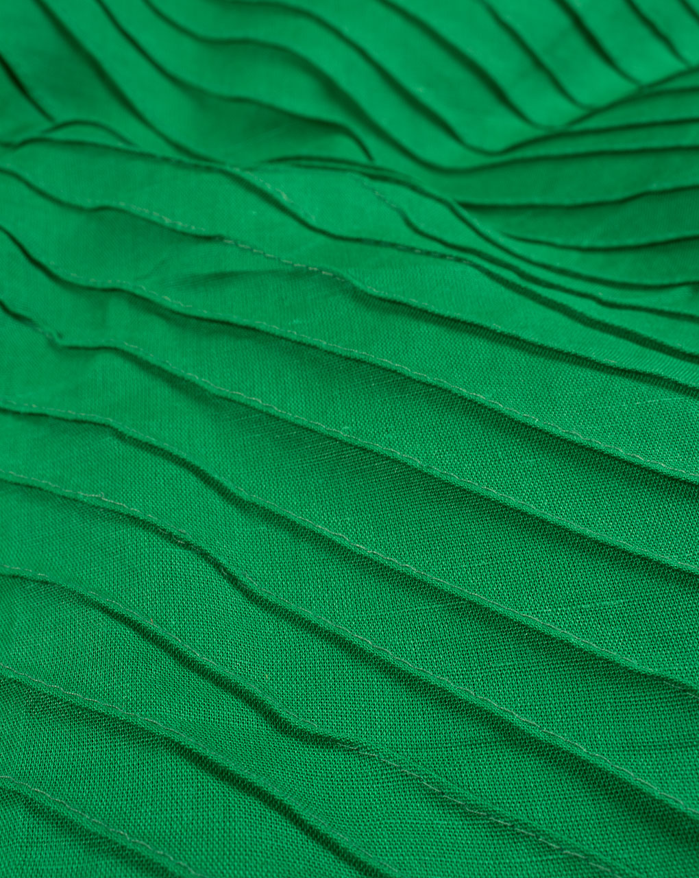 Green Pin-Tucks Flex Cotton Fabric - Fabriclore.com