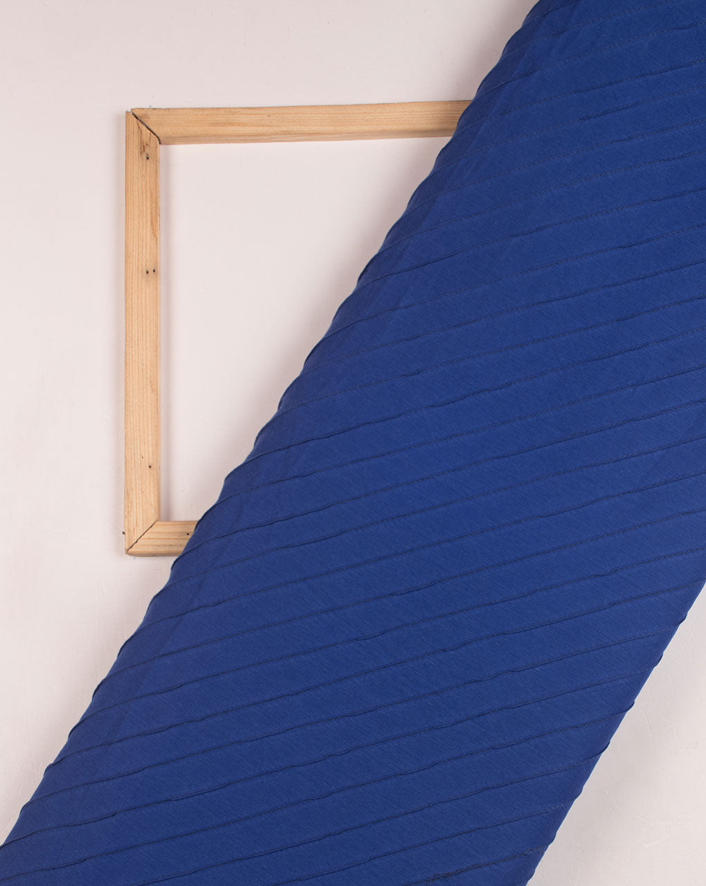 Royal Blue Stripes Pattern Pin-Tucks Cotton Fabric - Fabriclore.com