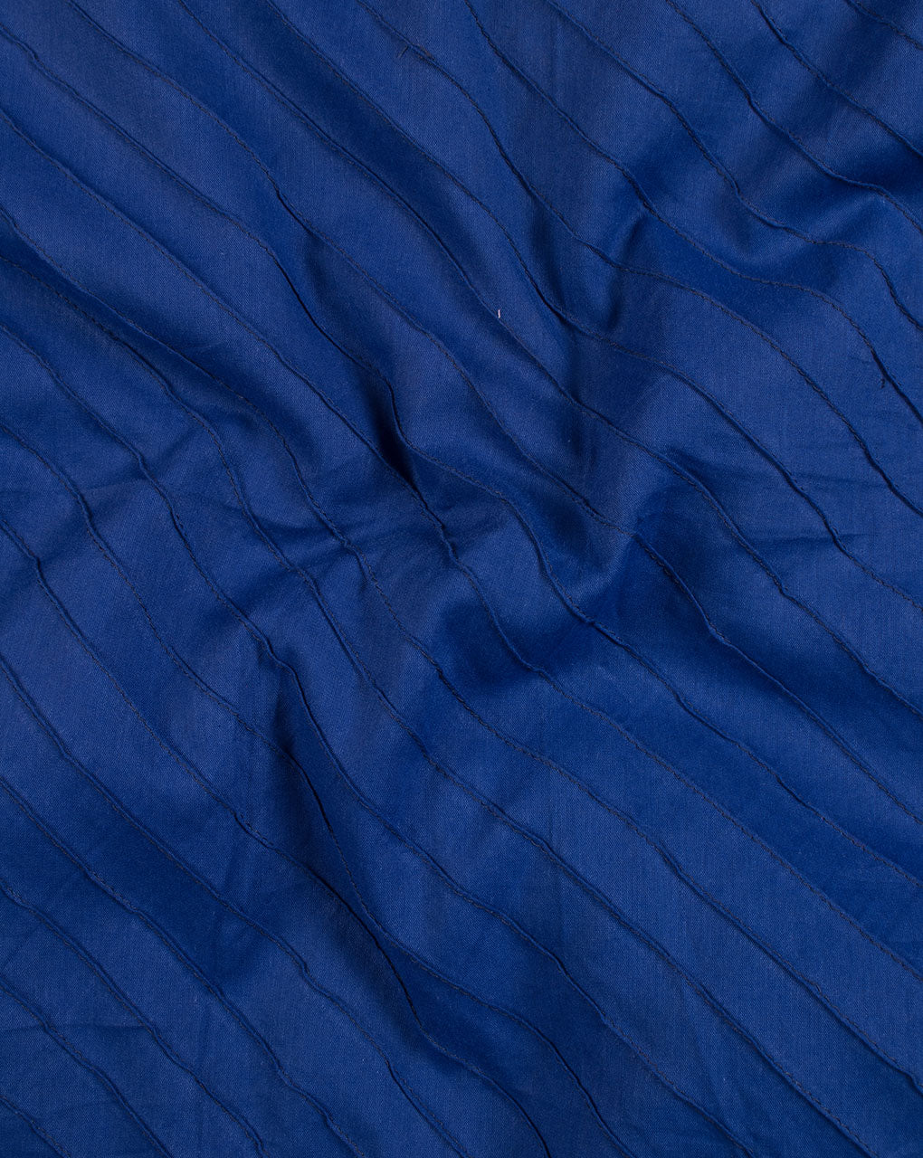 Royal Blue Stripes Pattern Pin-Tucks Cotton Fabric - Fabriclore.com