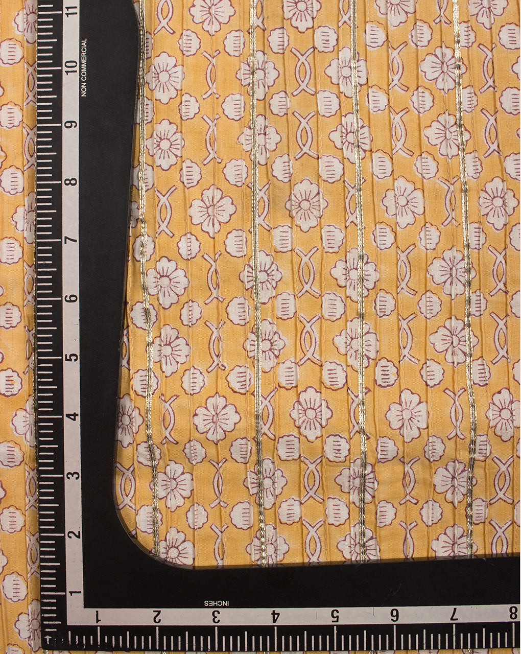 Floral Pattern Gota Patti Work Hand Block Pin-Tucks Cotton Fabric - Fabriclore.com